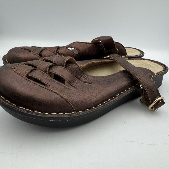 Alegria PG Lite FRE-201 Metallic Bronze Leather Buckle Mules 39 8.5 US - Picture 3 of 9